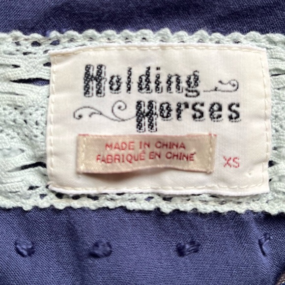 Anthropologie Holding Horses Abita plaid button lace trim shirt dress. Size XS - Picture 15 of 16